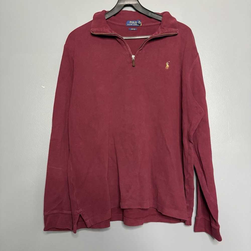 Polo Ralph Lauren Estate Rib Long Sleeve 1/4 Half Zip Sweater Pony Red Mens L - Picture 5 of 8